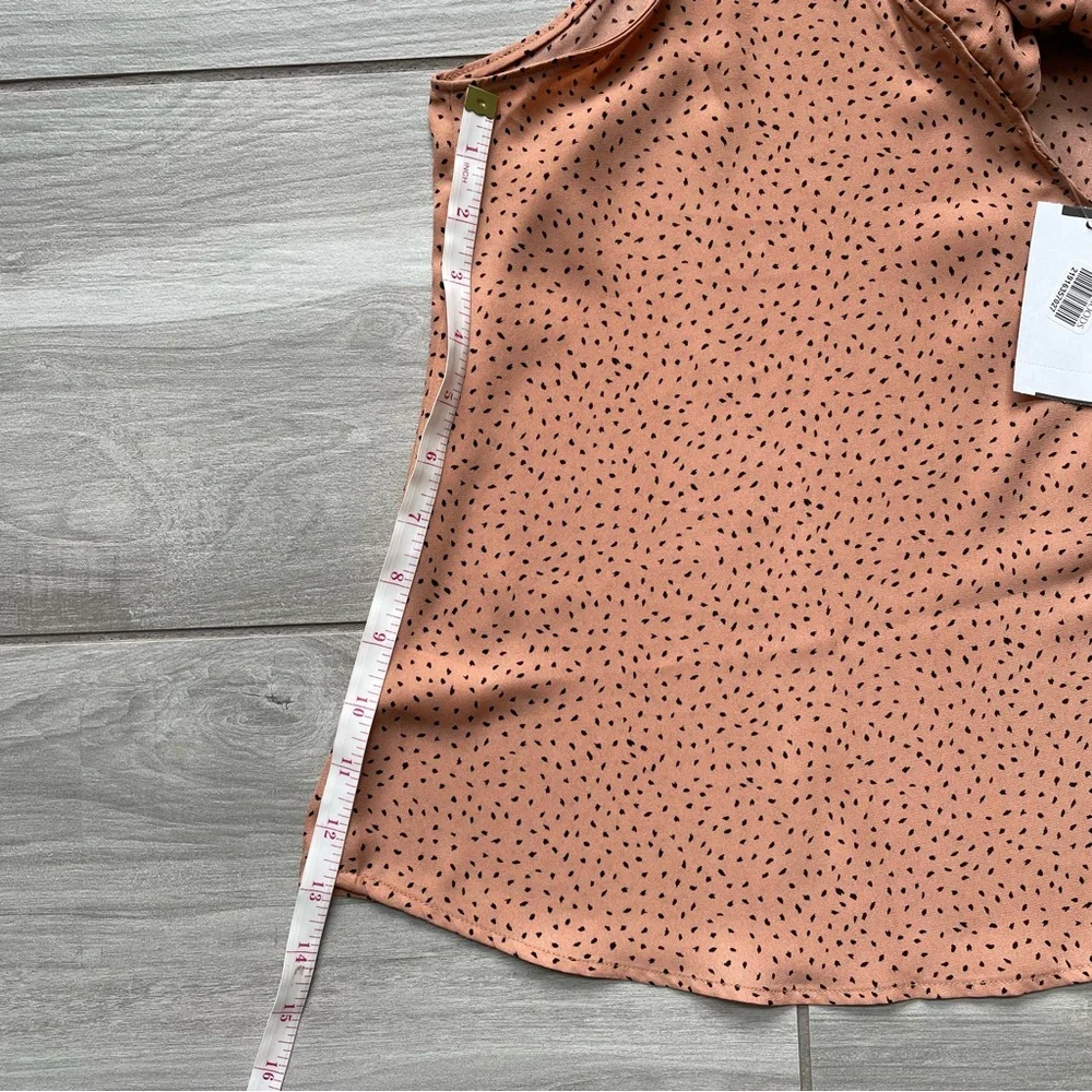 LUSH Rust Dot Camisole Top with Adjustable Spaghetti Straps & Bow in Back-Size M - Picture 6 of 11